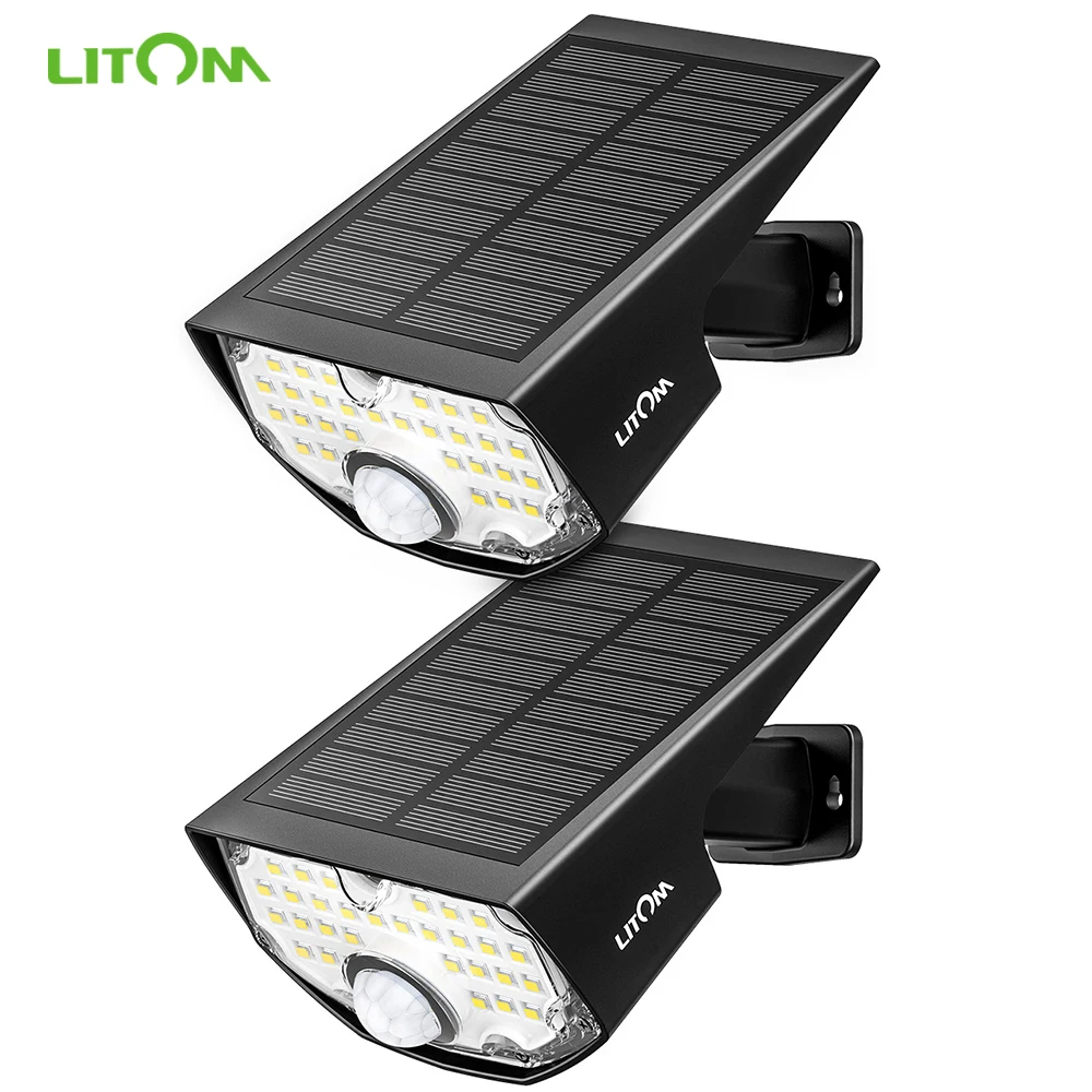 LITOM CD200 30LED Солнечная настенная лампа на солнечной батарее с датчиком движения IP65