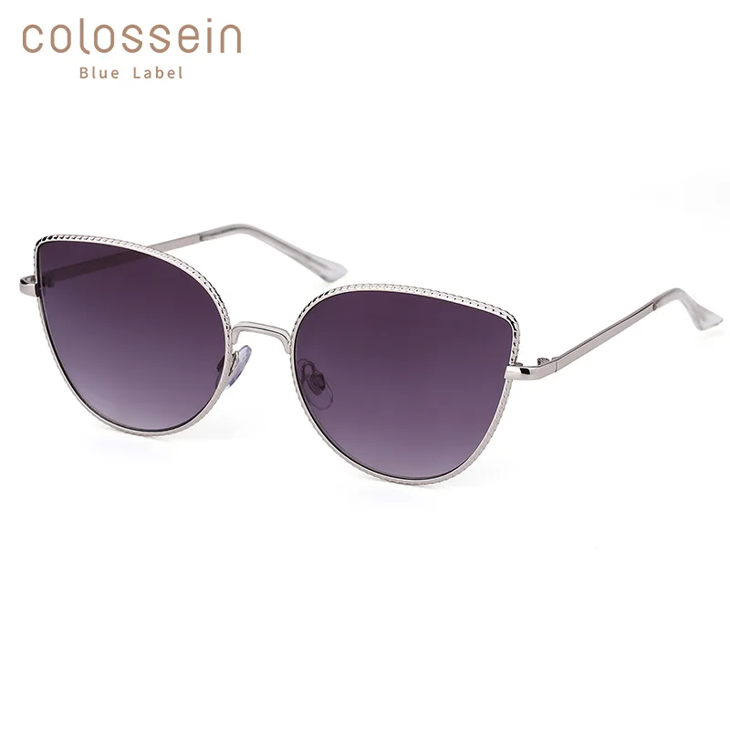 Женские солнцезащитные очки COLOSSEIN, женские поляризованные винтажные очки с оправой, розовые кошачьи солнцезащитные очки, женские солнцезащитные очки, солнцезащитные очки, UV400 - Цвет линз: Серый