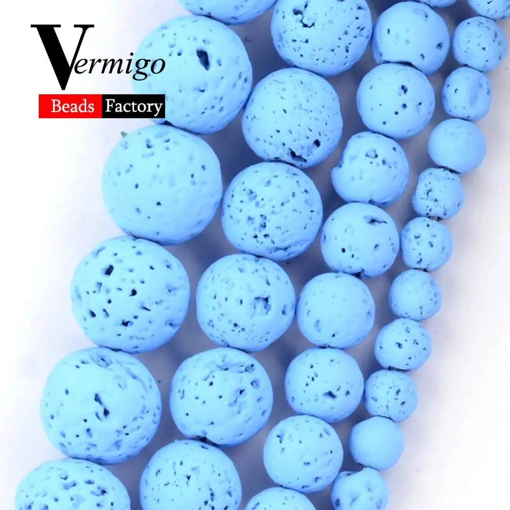 

Бусины Из Натурального Гематита и лавового камня светло-голубого цвета для изготовления ювелирных изделий, круглые бусины россыпью 4, 6, 8, 10 мм, для браслетов и ожерелий «сделай сам», 15 дюймов, оптовая продажа
