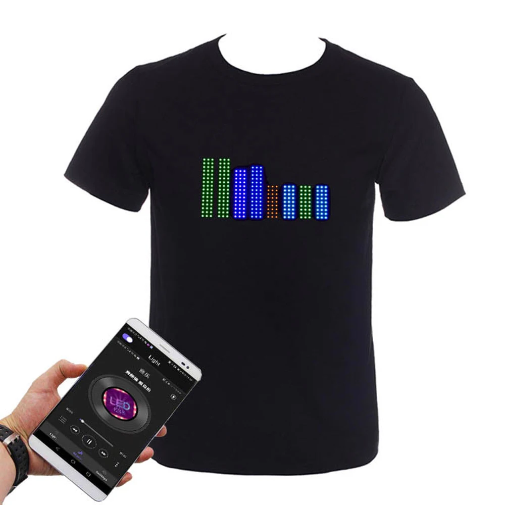 App Control Bluetooth Programmable Led T-shirt Dj LED Tshirt Built-in Battery Scrolling Text Animation Message Matrix Display 6