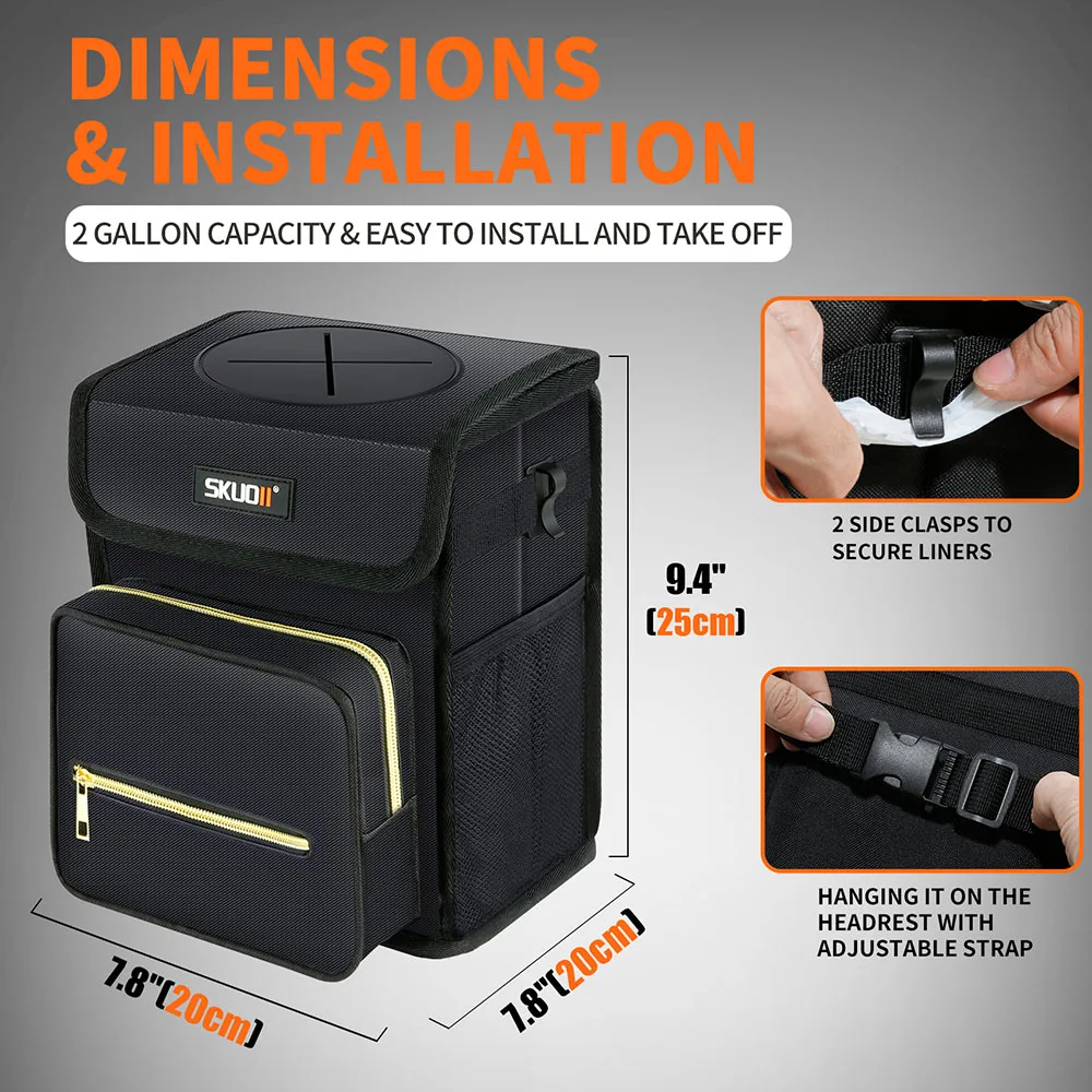 Car Trash Can Car Trash Bag SANJODS Car Trash Can Bin Waterproof Foldable Garbage Bags Tissue Storage Box Multifunction Auto Organizer Interior Car