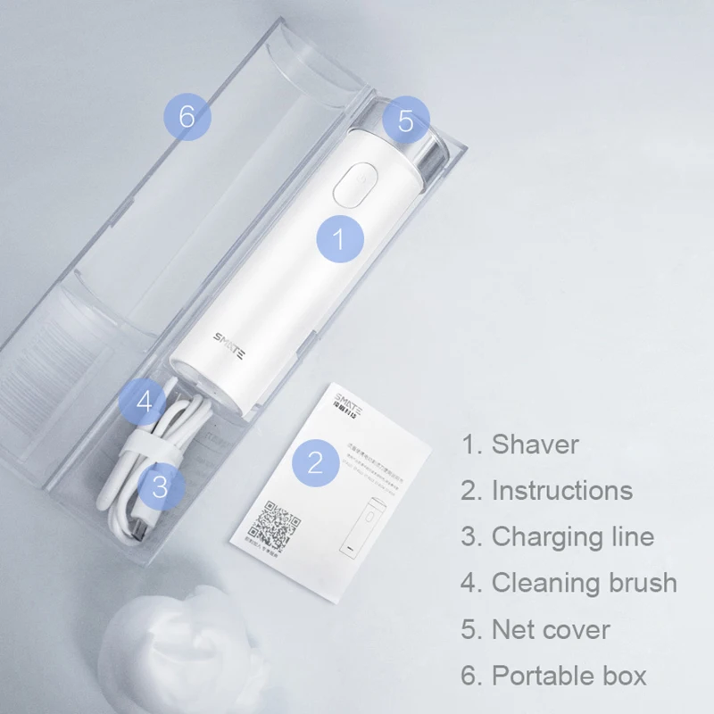 Xiaomi Smate электробритва электрическая бритва для Для мужчин USB Перезаряжаемые сухой влажное Бритье машина машинка для стрижки бороды и усов; IPX7 моющийся три листовая пластина