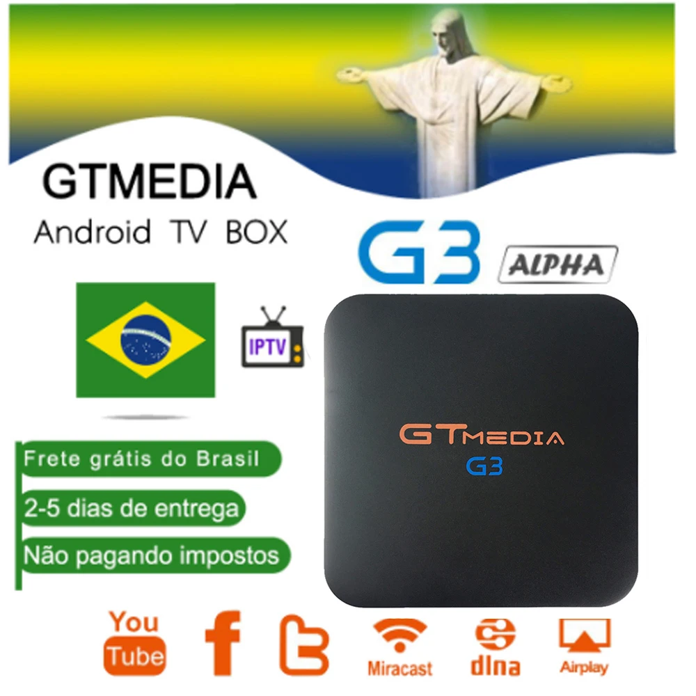  Brazil GTMEDIA G3 Android 7.1+ IPTV server Smart Tv Box Media Player 2GB 16GB Remote Control 4K HD  - 4000106896809