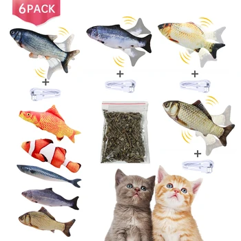 

5/6PCS Electronic Pet Cat Fish Toy Set USB Battery Charging Cat Chewing Playing Simulation Fish Toy Set Dropshiping