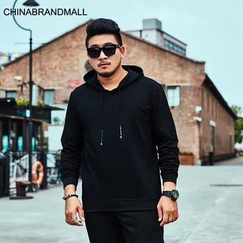 

Dt025 with Cap Big Size Loose Fat Pullover Sweater Black Grey Two Color Comfortable Micro-elastic Big Size Sweater 2xl-6xl