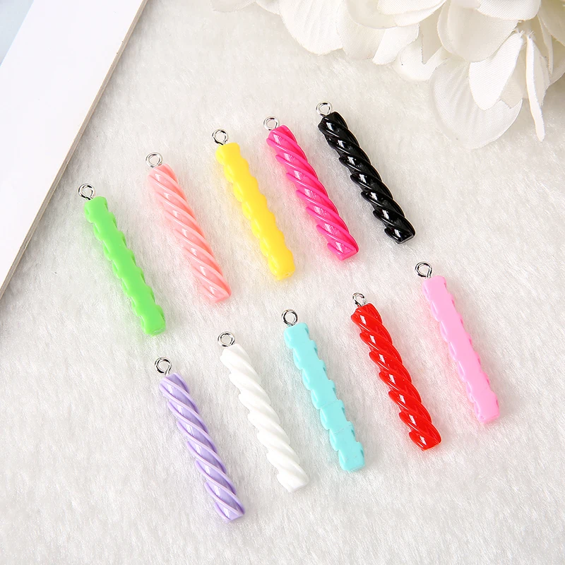 

20pcs /Lot 33*5mm Cut Resin Flatback Multicolor Candy Chocolate Sstick For Necklace Keychain Pendant DIY Making Accessories