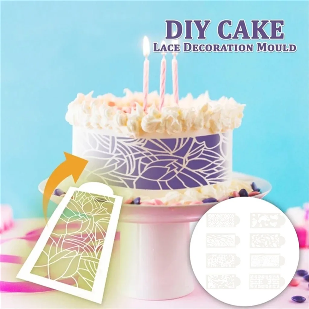 DIY силиконовые помадки кружева шаблон/границы формы украшения торта инструменты