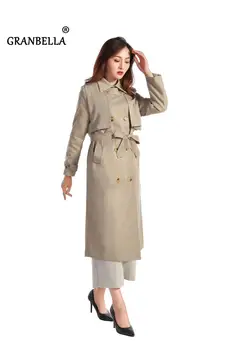 

2019 New Autumn Double-row Windbreaker Women Oversize Vintage Casual Trench Coat With Belt Washed Outerwear Loose Female