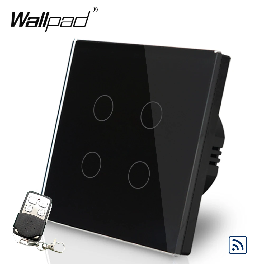 4 Gang Дистанционное 110 V-250 V Wallpad закаленное Стекло Touch 4 Gang RF433 UK пульт дистанционного Управление Беспроводной дистанционный переключатель с Управление;