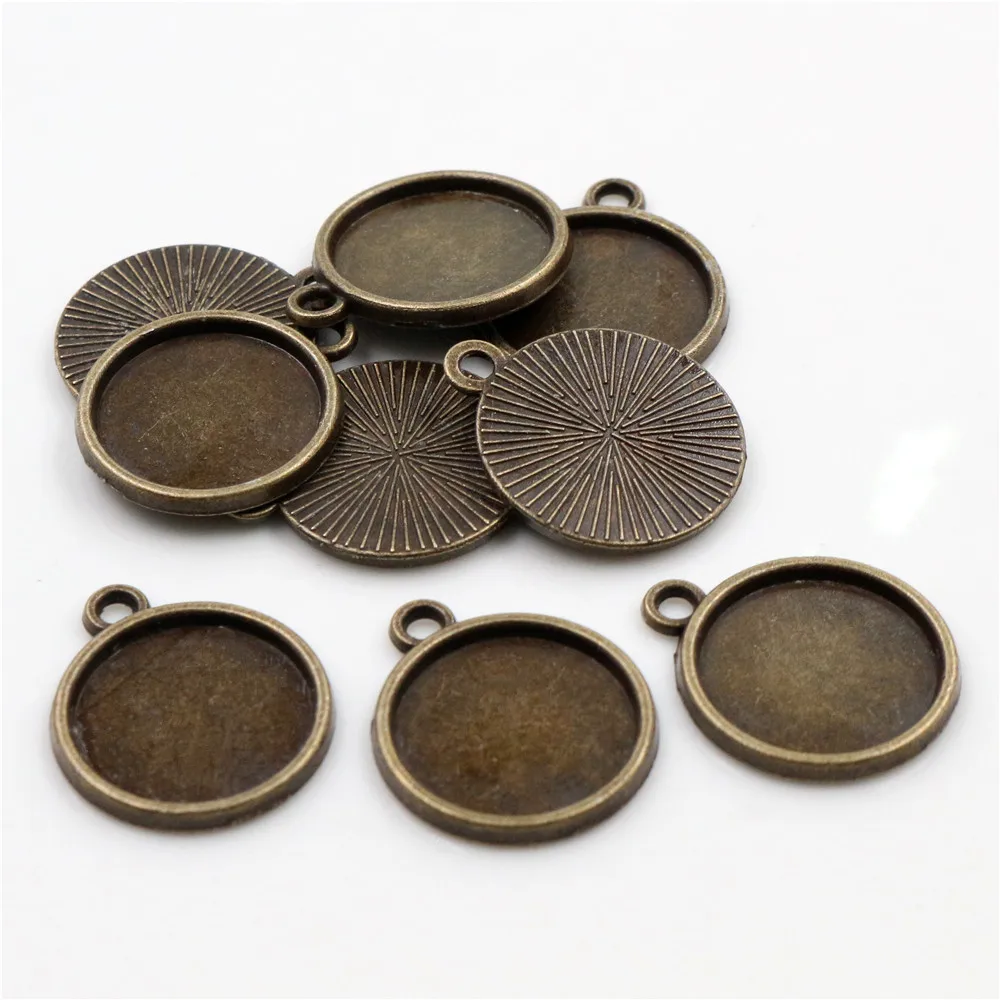 14mm 16mm 18mm taille intérieure Bronze Antique argent plaqué Bronze noir 6 Style Simple Cabochon Base camée réglage pendentif à breloques