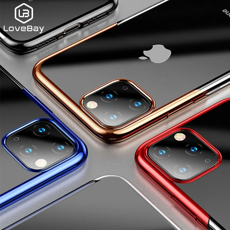 

Lovebay Silicone Plating Phone Case For iPhone 11 Pro X XS XR Xs Max Transparent Protective Cases Cover For iPhone 6 6s 7 8 Plus