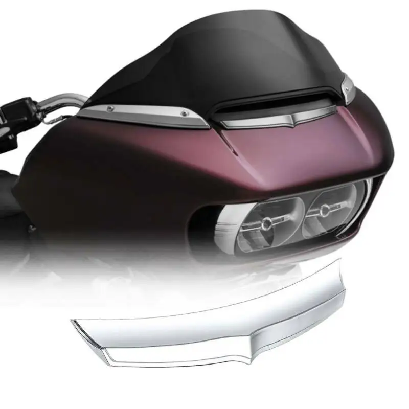 

Motorcycle Chrome Front Fairing Air Flow Vent Accent Trim For Harley Road Glide 15-19