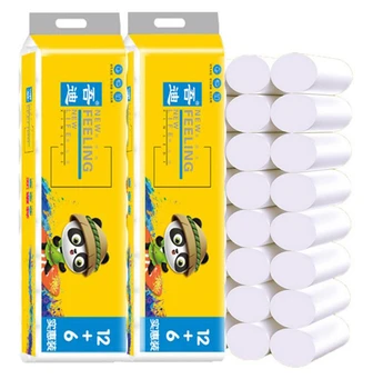 

18 Rolls Toilet Paper 4 Layers Roll Paper Towels Bathroom White Soft of Wood Pulp Paper Toilet Paper Large Capacity Clearance