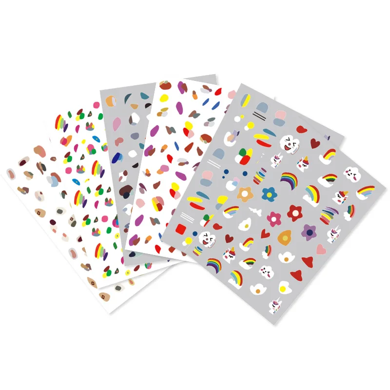1 лист смешанные узоры милые цветные наклейки на ногти переводные наклейки 3D наклейки s украшения для дизайна ногтей DIY Декор дизайн