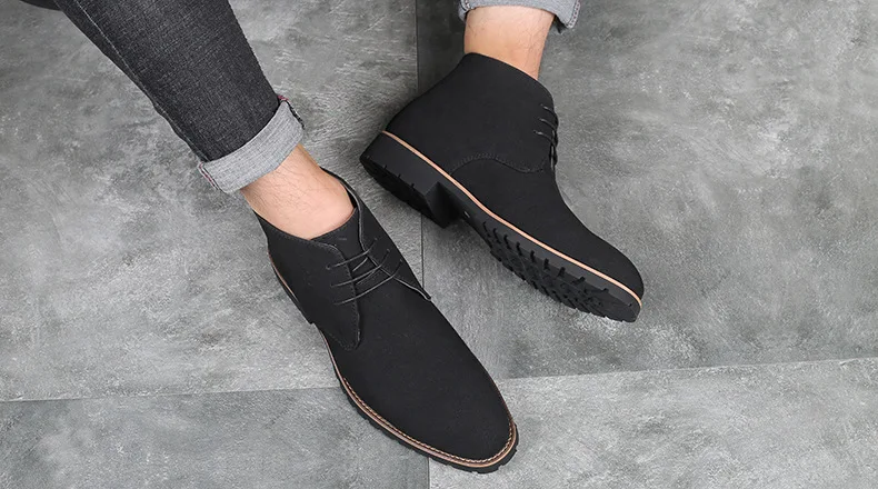 Suede Leather Boots Men Winter Casual Shoes Autumn Business Ankle Boots Plus Size Fashion Lace-Up Male Botas Hombre