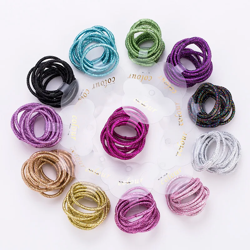 

10Pcs Glitter Kids Girls Elastic Hair Bands Nylon 3CM Disposable Children Safe Hair Rope Ponytail Holder Scrunchies Accessories