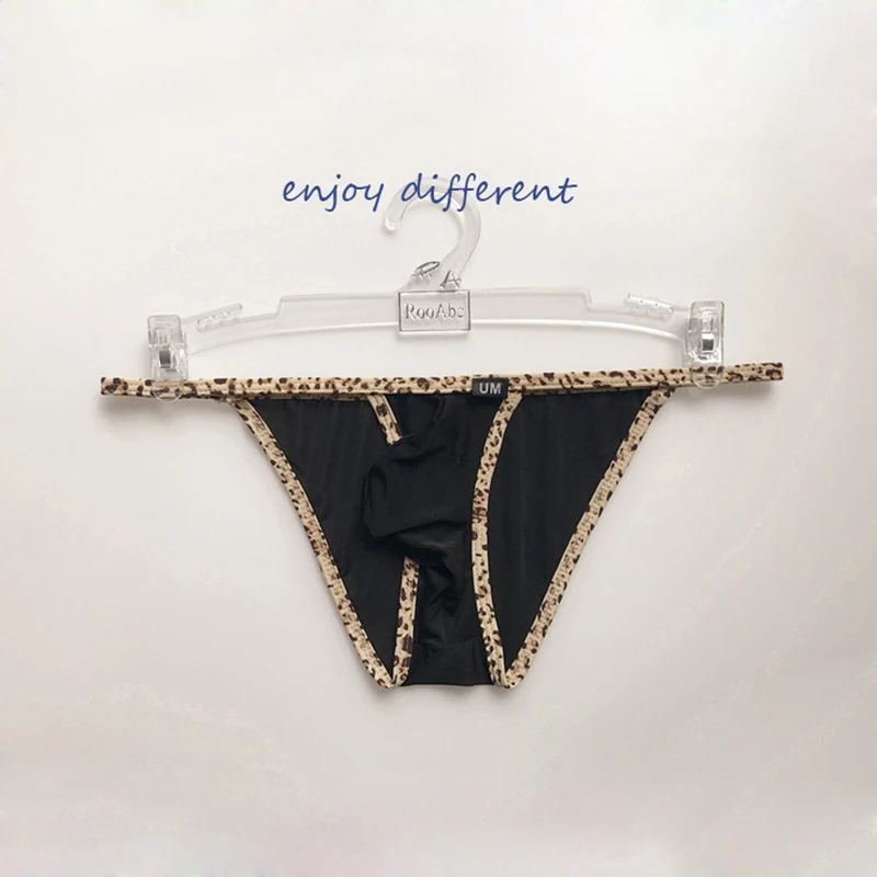 

Bikini Style Low-rise Sexy Ice Silk Erotic Briefs Leopard Gay Fashion Underwear