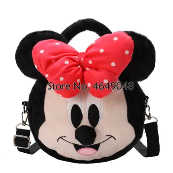 

Disney Winter Mickey Mouse Women's Bag Plush Doll Minnie Messenger Bag Shoulder Cartoon Bag Fashion Lady Doll Bag Cute Handbag