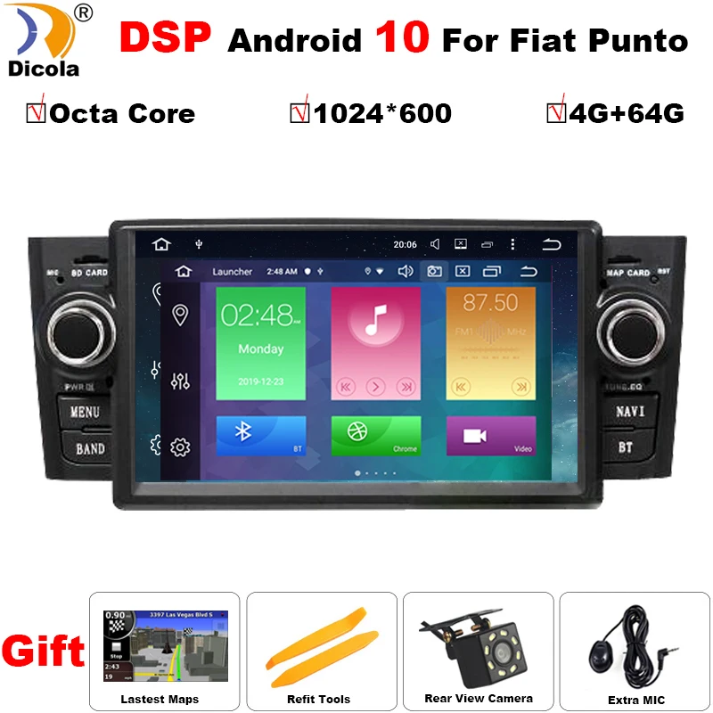 PX5 DSP Android 10 Octa Core Car DVD Radio Stereo Player For Fiat/Grande/Punto/Linea 2007-2012 Multimedia GPS Navi RDS Wifi FM