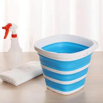 

10L Square Foldable Bucket Outdoor Fishing Travel Portable Car Wash Bucket Folding Wash Clothes Collapsible Silicone Barrels