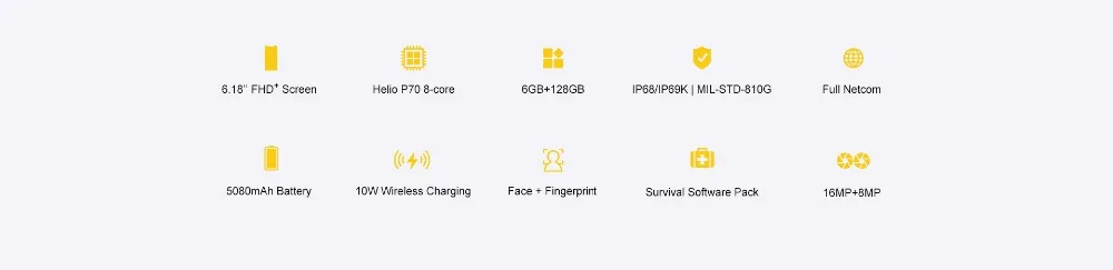 DOOGEE S90 Pro 6 ГБ 128 IP68 Водонепроницаемый Face ID отпечатков пальцев 6,18 ''Экран Android 9,0 Helio P70 Octa Core, 4G, NFC OTG сотовый телефон