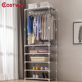 

COSTWAY Clothes Hanger Coat Rack Floor Hanger Storage Wardrobe Clothing Drying Racks porte manteau kledingrek perchero de pie