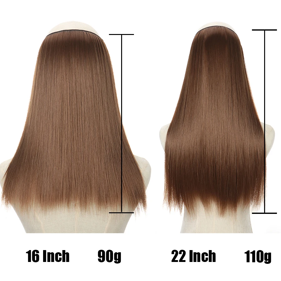 Hair Extensions Geen Clip In Vis Lijn Valse Haarstukje Synthetisch Haar Stuk Gekleurde Natuurlijke Bruin Zwart Franje Nep Haar