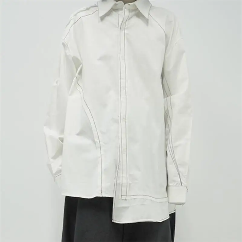 Men's Long-Sleeve Shirt Spring And Autumn New British Style Lapel Urban Youth Fashion Popular Loose Oversized Shirt