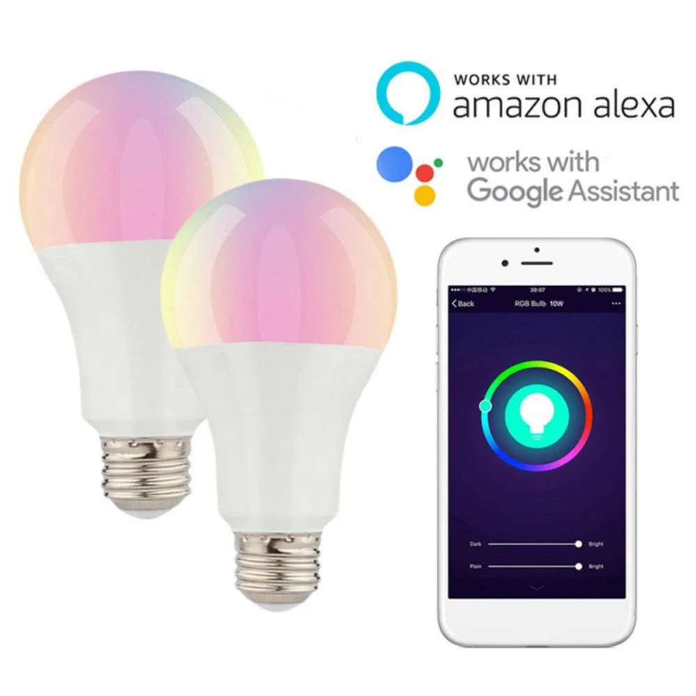 LED Lamp RGBW Home Bar Decoration for Amazon Alexa LED Light Bulb Durable WIFI Control Wireless Bedroom LED Bulb Party