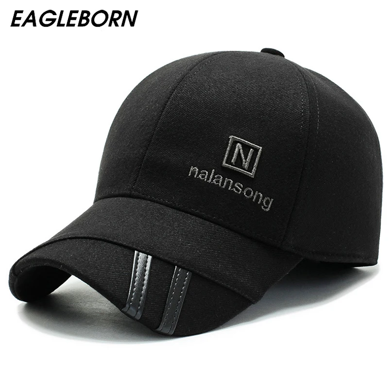 Новая зимняя мужская шляпа для пожилых пап, бейсболка, черная бейсболка, утолщенная Кепка s, мужские шапки и Кепка с вышивкой N, шапка
