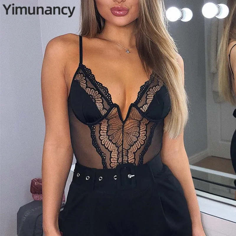 Yimunancy Deep V Neck Lace Bodysuit Women Fashion 3 Colors White/Black Sexy Bodysuit Ladies Body Female Mesh Bodysuit Overalls Yimunancy Deep V Neck Lace Bodysuit Women Fashion 3 Colors White/Black Sexy Bodysuit Ladies Body Female Mesh Bodysuit Overalls