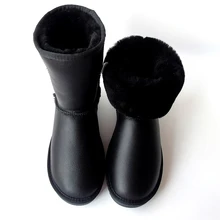 Брендовые ботинки из овечьей кожи; женская обувь из натуральной шерсти; зимние ботинки на овечьем меху; теплые ботинки до середины икры; теплые женские ботинки из натуральной кожи