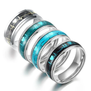 

Titanium steel black ECG ring stainless steel ring promise ECG ring jewelry, men's ring - women's ring
