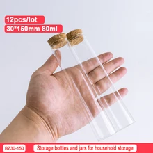 80ml 30*150mm tubo de teste de garrafa de vidro transparente garrafa de vidro diy pingente recipiente de cortiça garrafa de vidro