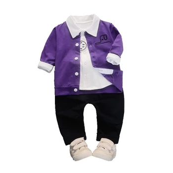 

Spring Autumn Baby Boy Girl Clothing Infant Clothes Suits Fashion Cotton Lapel Shirt Coats Pants 3Pcs/Sets Kids Children Costume