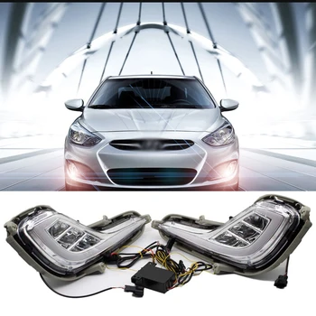 

Auto Yellow Turn Signal Functio LED Bumper Grille Fog Lamp DRL Daytime Running Light For Hyundai Accent Solaris 2010-2013