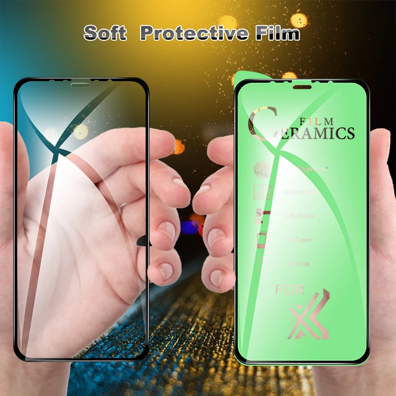 Стекло на клеевой основе для iPhone 11 Pro Max XS XR X 8 7 6 6S Plus Мягкая Керамическая