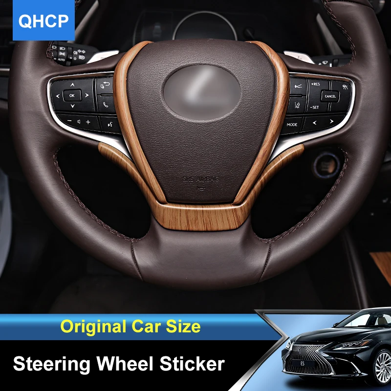 

QHCP ABS Steering Wheel Decorative Trim Strip Sticker Wood Grain Carbon Fiber Style Decoration Fit For Lexus ES200 260 300H 2018