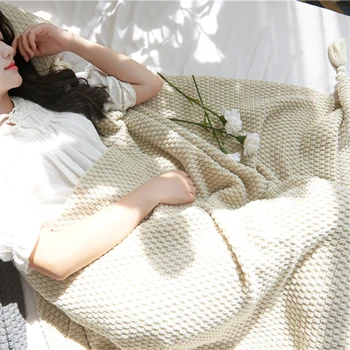 

Blanket Nordic Office Nap Sofa Tassel Knit Blanket Wool Towel Blanket Leisure Air Conditioning Blanket
