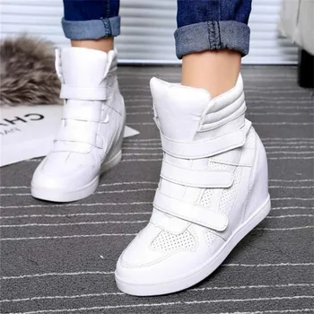 

Design Women Casual Shoes High Top Street Thook Loop Platform Sneakers Lady Breathable Wedges Hidden Boots Sapato Feminino