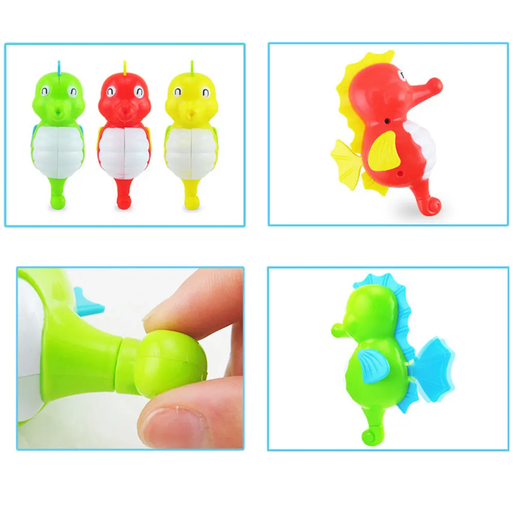 Cute Lovely Cartoon Animal Swimming Hippocampus Wind-up Clockwork Baby Bath Toys Children bathing beach classic toys