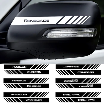 

Car styling 2pcs Rear View Mirror Sticker Reflective and Decals For Jeep Renegade Wrangler JK JL Grand Cherokee Accessories