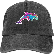 Ejiazhan7 красочные капающие Дельфин Ретро Регулируемая ковбойская Джинсовая Шляпа Унисекс Хип Хоп черные бейсболки