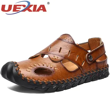 

Classic Roman Fashion Sandals Summer Breathable Men's Leather Sandals Slipper Outdoor Sneaker Beach Rubber Men Trekking Sandals