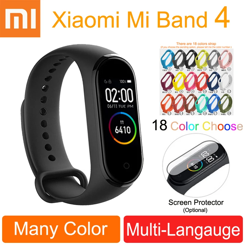 Влагостойкий смарт-браслет Xiaomi Mi Band 4 спортивный трекер Bluetooth 3 цвета дисплей AMOLED |