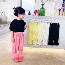 

2-6T Mosquito Pants Summer Lattice Chiffon Sport Children Ankle-length Pants for Baby Boot Cut Pants Harem Pants for Kids Childr