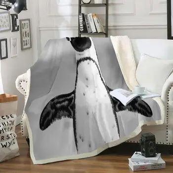 

Penguin Blanket Animal Kids Throw Blanket Sherpa Fleece Blanket Cute Penguin Pattern Blanket Soft Cozy Bed Blanket for Boys Girl