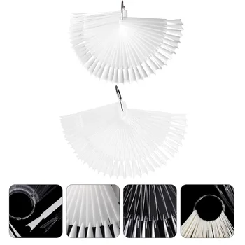 

2 Sets of 100Pcs Creative DIY Useful Fan-Shaped Nail Tips Palette Color Display Plate Nail Plate for Manicure Spa Nail Salons