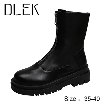 

Shoes Women Boots Leather Chelsea Designer Boots Female Zipper Mesh Lining Pure Waterproof Ankle Boots Lady Flat Platform Boots
