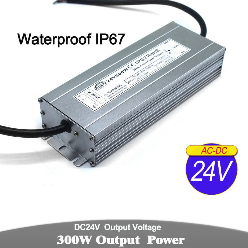IP 67 Источник питания DC12V DC24V 24 Вт 60 Вт 72 Вт 100 Вт 120 Вт 150 Вт 200 Вт 250 Вт 300 Вт 350 Вт Трансформаторы освещения AC220V для наружного освещения SMPS